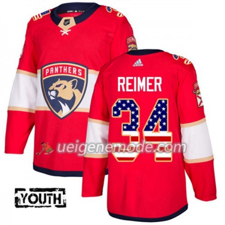 Kinder Eishockey Florida Panthers Trikot James Reimer 34 Adidas 2017-2018 Rot USA Flag Fashion Authentic
